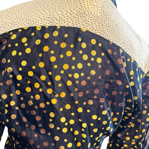 Vintage Rare Silk Black Gold Polka  agnes b. Tunic Blouse Dress Size 2 France - Picture 5 of 12